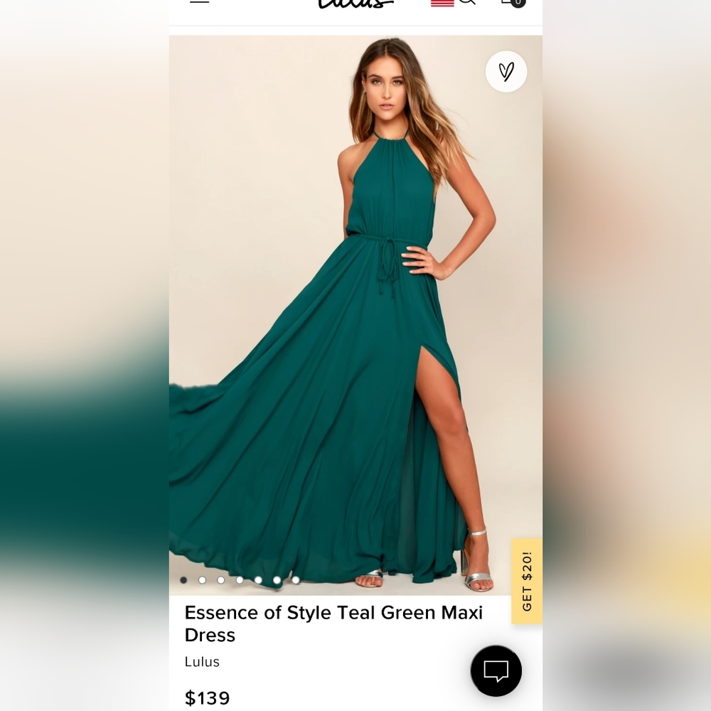 Lulus Essence of Style Teal Green Maxi Dress